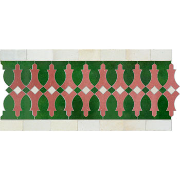 Mosaic House Moroccan tile Ank 10-21-1 White,   Green,   Pink,    solid cement, encaustic, field, pattern, traditional, stars, classic 